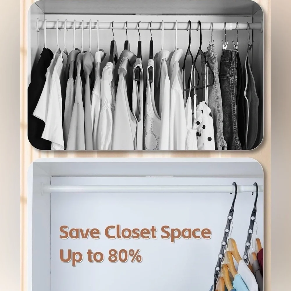 Set of 8 Space Saving Magic Cascading Hangers for Closet Organization
